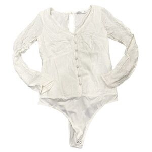 Hollister White Long‎ Sleeve Bodysuit